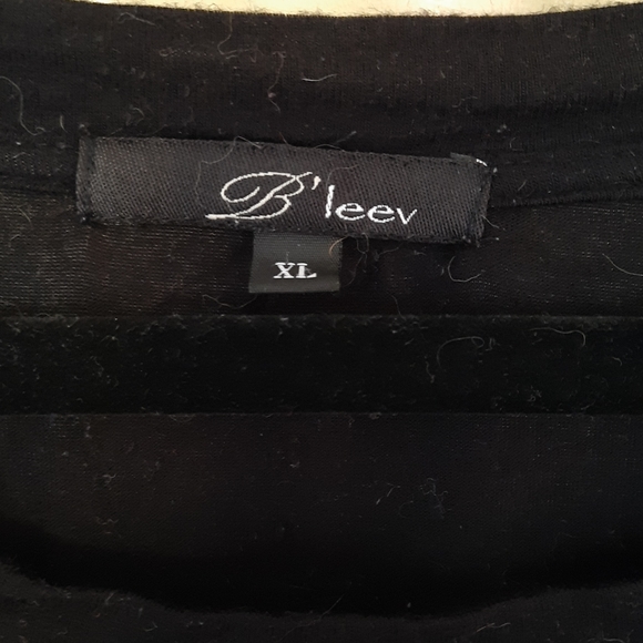 B'leev black and white long sleeve shirt size L - Picture 4 of 5